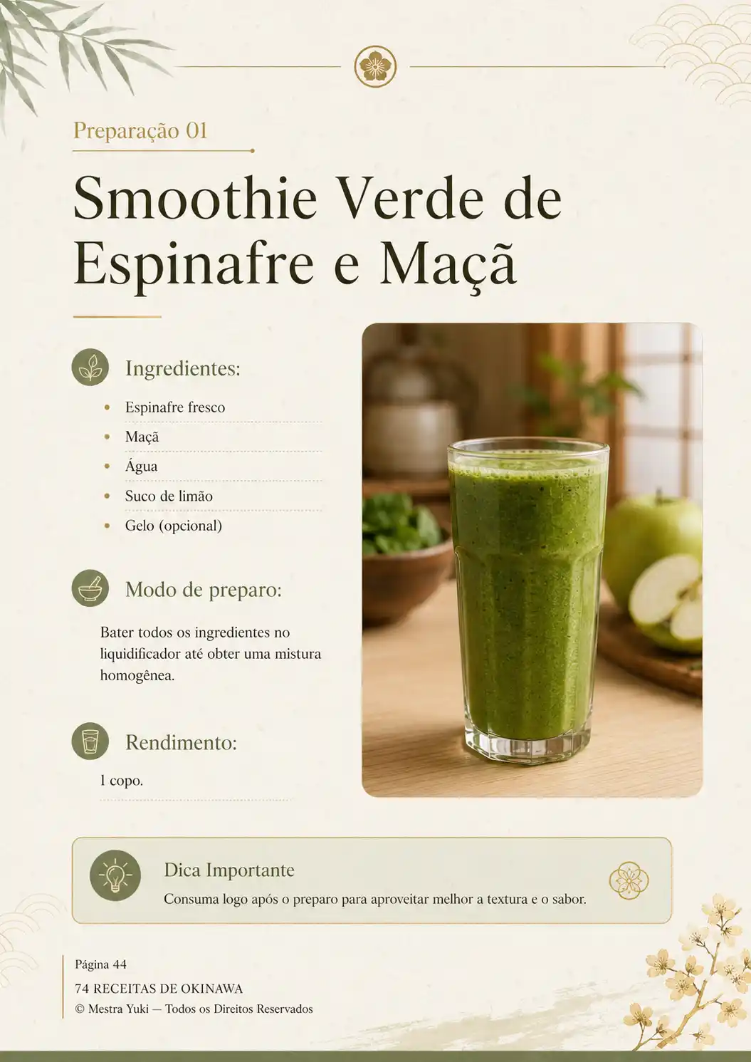 Página do material: Smoothie Verde de Espinafre e Maçã