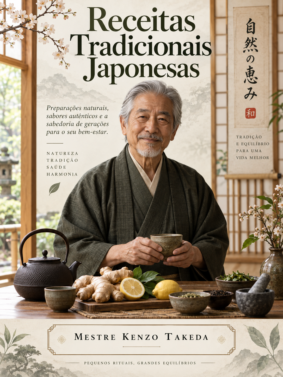 Capa do guia Receitas Tradicionais Japonesas, com Mestre Kenzo Takeda